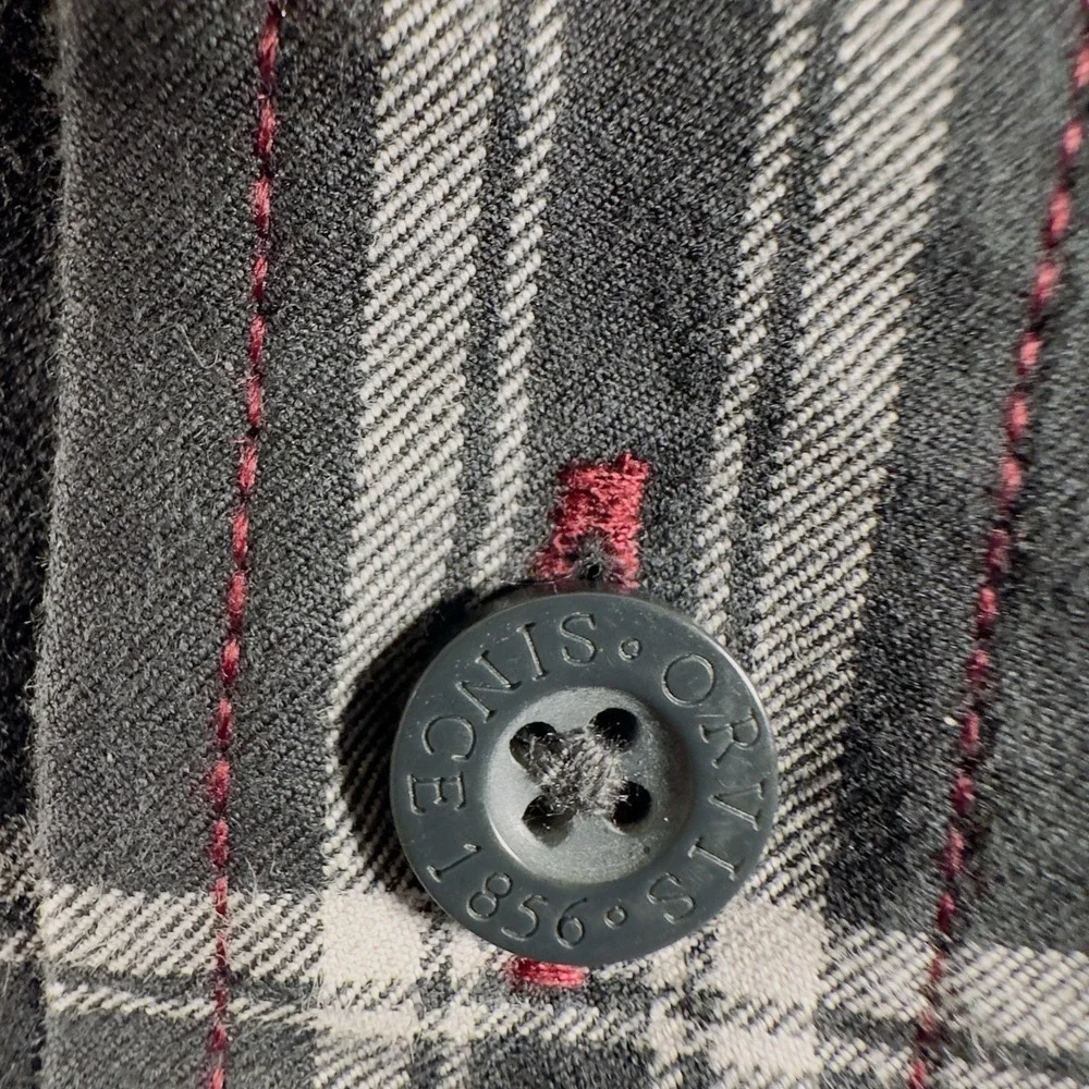 Orvis Shirt Men L Button Up Red Plaid Flannel 100 Cotton Heavyweight Outdoor